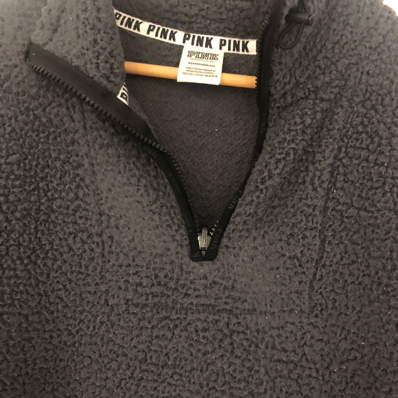 Teddy Coat PINK Victoria Secret Gray Sherpa Pullover - Picture 2 of 4